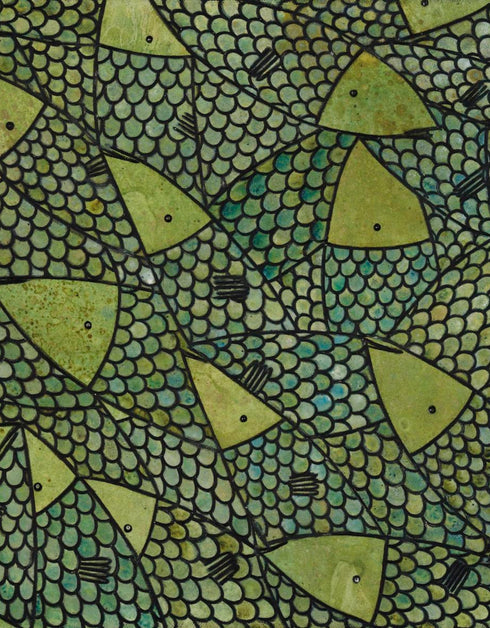 Green Gold Sardines | Framed Giclee Print on Canvas